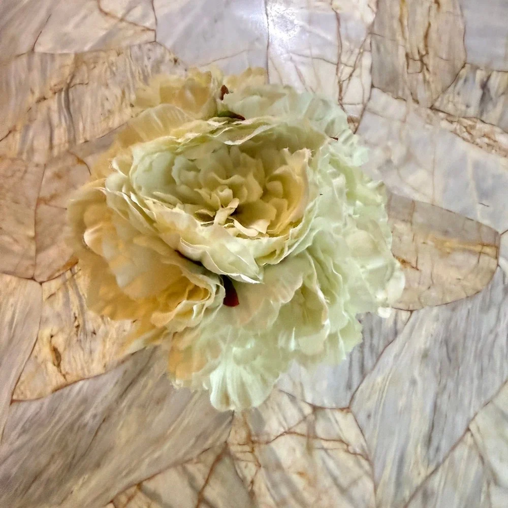 Cream White Peony Flower Arrangement‎ In Modern Ceramic Vase